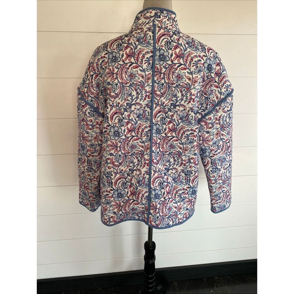 Quilted Floral Print Women's Jacket 7 FOR ALL MANKIND w/Pockets / Size Medium /0 - Picture 9 of 12